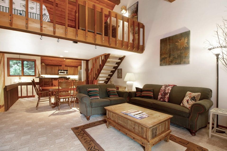 Living room with large loft